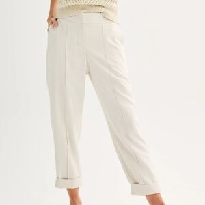 A New Day Cream Loose Fit High Waist Rolled Hem Pants